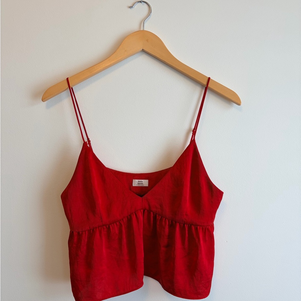 Little Moon Red Spaghetti Strap Crop Camisole